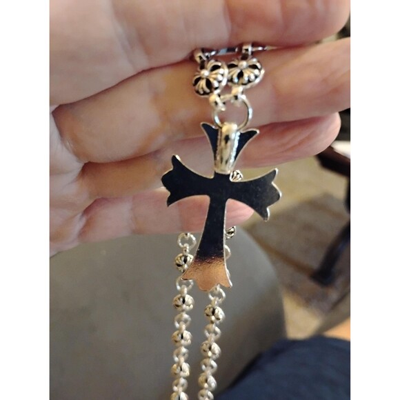 cross hip hop mens and womens retro silver color geometric alloy chain jewelry - Picture 5 of 9